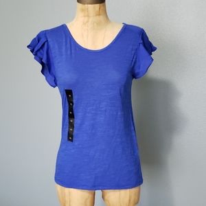 Banana Republic top with flutter sleeves crew neck